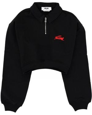 MSGM Logo Shirt Collar Sweatshirt - Black