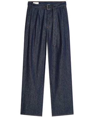 Dries Van Noten Jeans mit weitem Bein und Gürtel - Blau