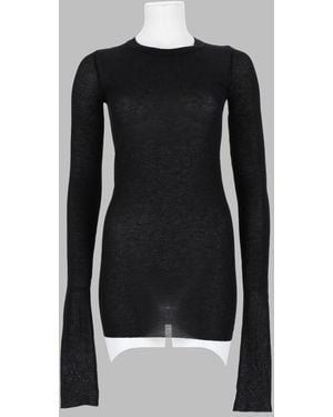 Rick Owens Long-Sleeved T-Shirt Viscose Silk T-Shirts - Black