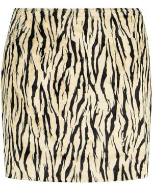 ROTATE BIRGER CHRISTENSEN Printed Faux Fur Skirt - Black