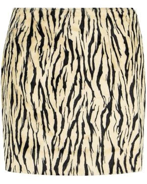 ROTATE BIRGER CHRISTENSEN Printed Faux Fur Skirt - Black
