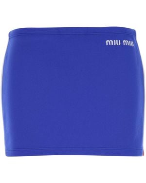 Miu Miu Logo Mini Skirt - Blue