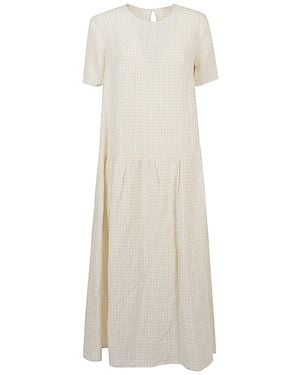 Apuntob Apunob Linen Long Dress - Bianco