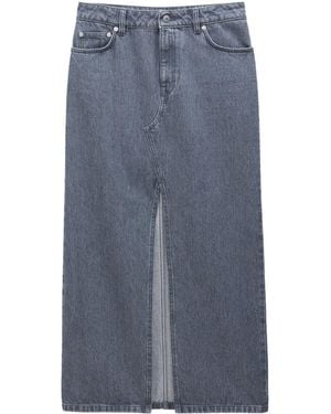 Filippa K Slit Denim Long Rock - Blau