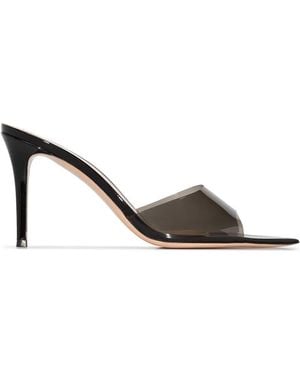 Gianvito Rossi Elle 85 Mm Muilezel Met Doorzichtige Riem - Zwart
