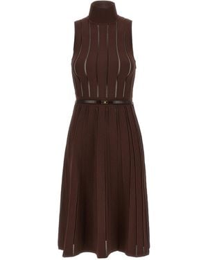 Elisabetta Franchi Weft Dress À Jour - Braun