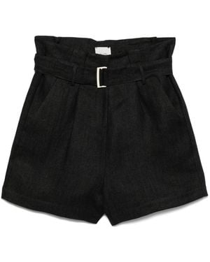 Alysi Linnen Bermuda Shorts - Zwart