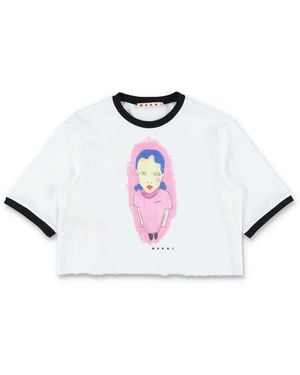 Marni Artistic Printed T-Shirt For Girls - White
