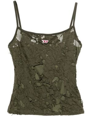 DIESEL Distressed-Tanktop Mit Logo-Patch - Grün