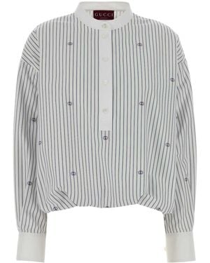 Gucci Embroidered Poplin Shirt - Grey