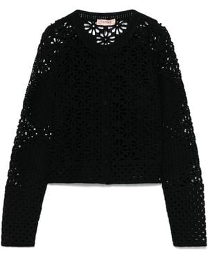Twinset Giacca Crochet Floreale - Black