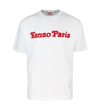 KENZO T -shirt Oversized Bianca Con Stampa - Wit