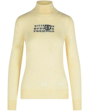 MM6 by Maison Martin Margiela Cream Virgin Wool Turtleneck Jumper - Yellow