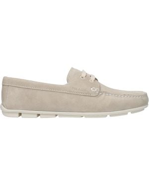 Prada Leather Slip-On Loafers - Natural