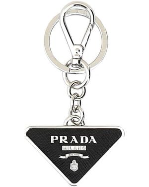 Prada Saffiano And Metal Key Ring - White