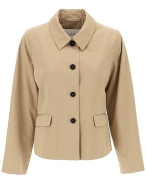 Skall Studio Short Cotton Waterproof Jacket Named Petra In Italian - Natural