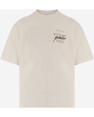 Maison Kitsuné Camiseta de algodón con logo de Maison Kitsune - Blanco
