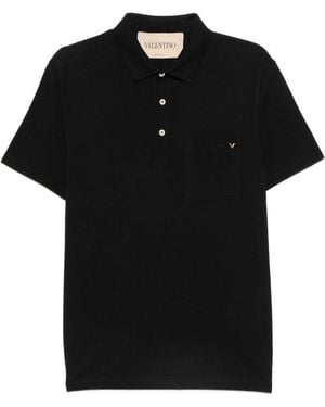 Valentino Vgold Cotton Polo Shirt - Black