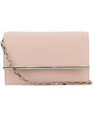 McQueen Leather Mini Cross-Bar Clutch - Pink