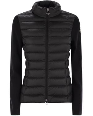 Moncler Gepolsterte Woll -Strickjacke mit Reißverschluss - Schwarz