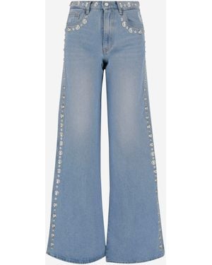 Coperni Cotton Denim Jeans With Studs - Blue