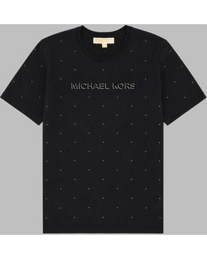 MICHAEL Michael Kors Studded Logo Cotton T-Shirt - Black