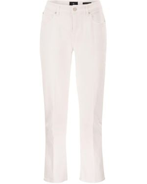 7 For All Mankind Titel: Bootcut-Stretch-Denim-Jeans mit metallischen Fasern - Weiß