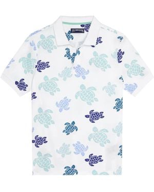 Vilebrequin Organic Cotton Polo Shirt With Turtle Print - Blue