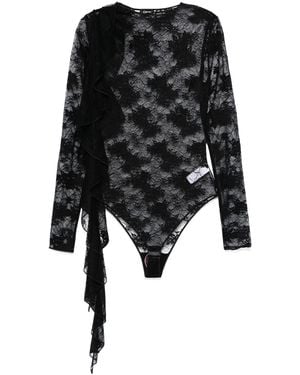 Oséree Volant Bodysuit - Black