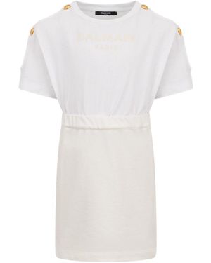 Balmain Dress With Logo - White