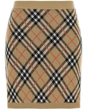 Burberry Embroidered Wool Blend Mini Skirt - Multicolor