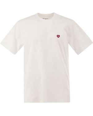 Carhartt Organic Cotton Single Jersey Crew Neck T-Shirt With Heart Logo - White