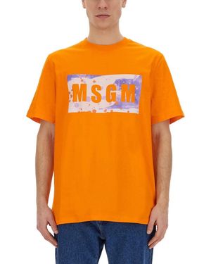 MSGM Crew Neck T-Shirt - Orange