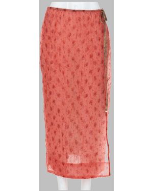 Ganni Skirt Shibori Printed Organza - Red