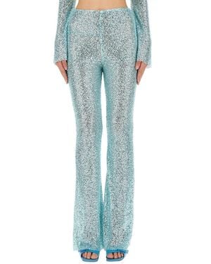 Self-Portrait Beaded Pants - Blue