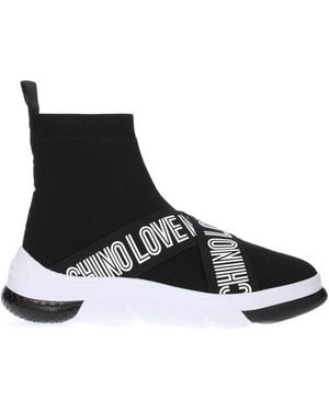 Love Moschino Trainers Donna Tessuto Nero/Bianco - Black