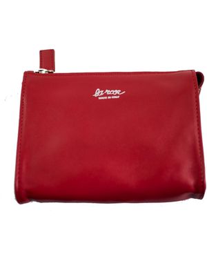 LA ROSE Minimal Leather Make Up Bag - Red