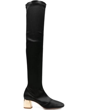 Forte Forte High Satin -Stiefel - Schwarz