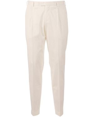 PT01 Master, 1 Pleat, Diagonal Pockets, Flap Back Pockets, Turn Up - Natural