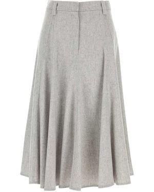 Brunello Cucinelli Light Grey Wool Skirt