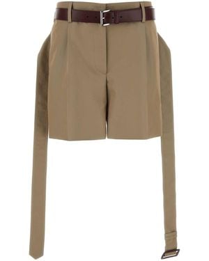 Prada Khaki Twill Shorts - Natural