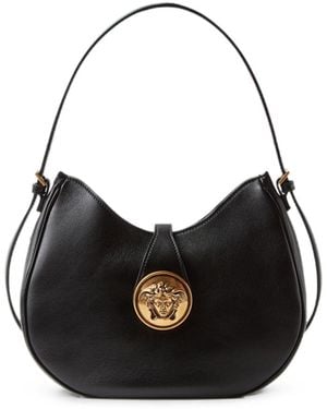 Versace Emblème Hobo-Tasche aus Leder - Schwarz