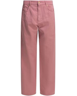 Max Mara Casual Cotton Linen Trousers - Red