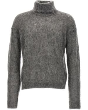 Saint Laurent Pull à col roulé Mohair - Gris