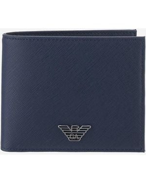 Emporio Armani Bifold Card Holder With Logo - Blue