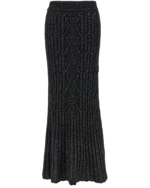 Alberta Ferretti Long Knit Skirt Gonne Grigio - Nero