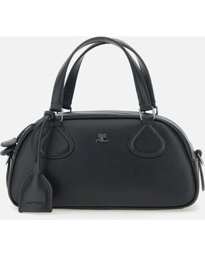 Courreges Freitag Bowling-Handtasche Aus Schwarzem Leder