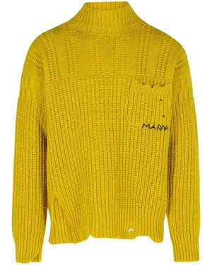 Marni Mustard Virgin Wollschildkrötenpullover - Gelb