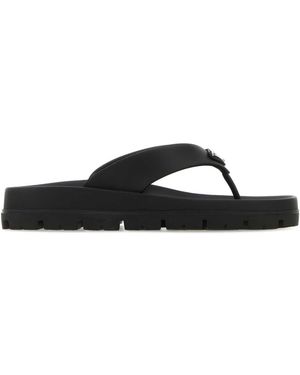 Prada Rubber Thong Slippers - Black