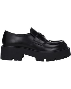 Prada Herrens Schwarze Leder-Loafer